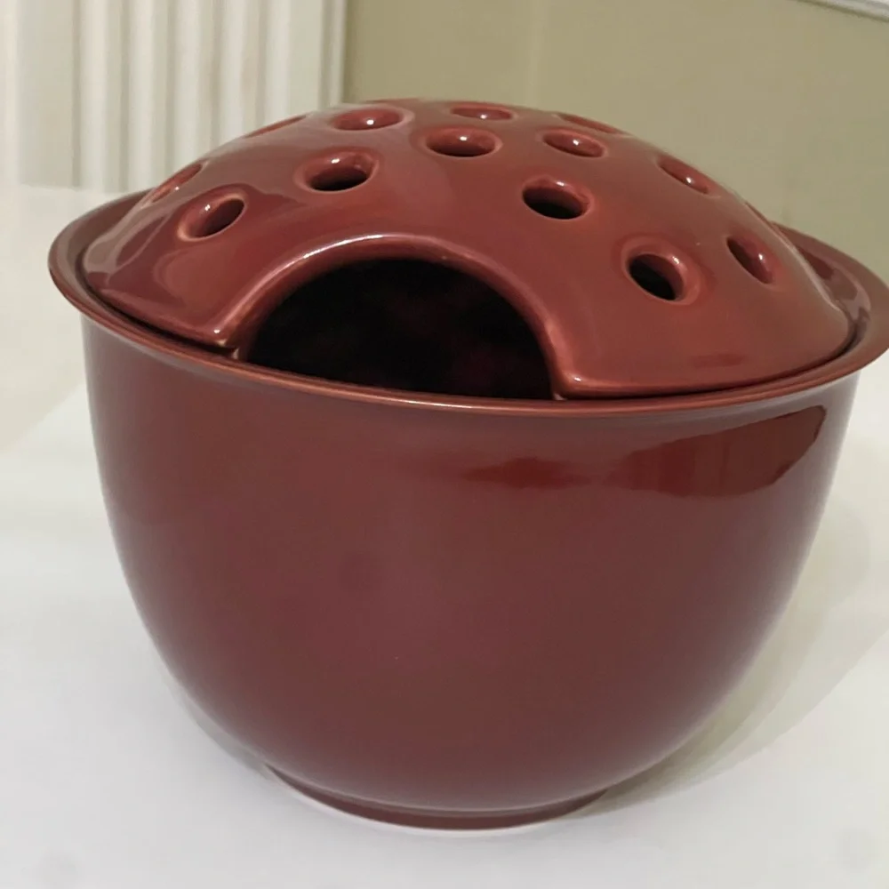 Brown Ceramic Flower Frog Bowl